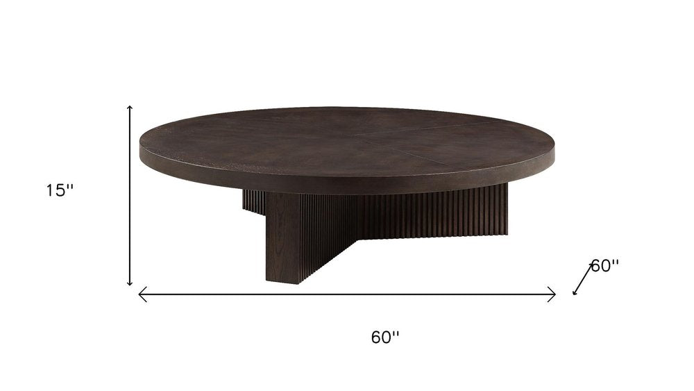 60" Espresso Wood Round Cross Legs Coffee Table HomeRoots