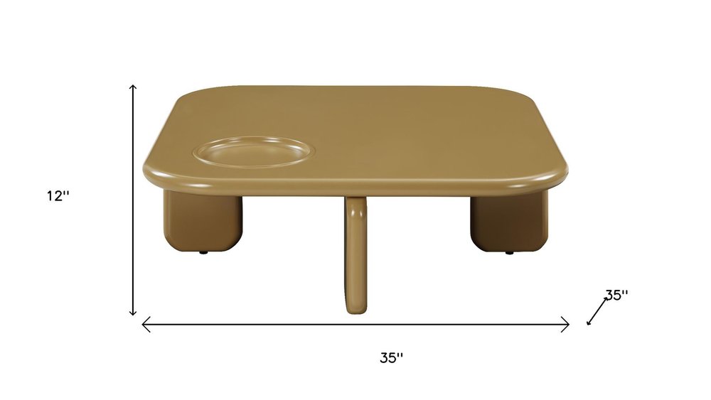 35" Golden Brown Wood Square Coffee Table — view 5