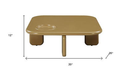 35" Golden Brown Wood Square Coffee Table HomeRoots