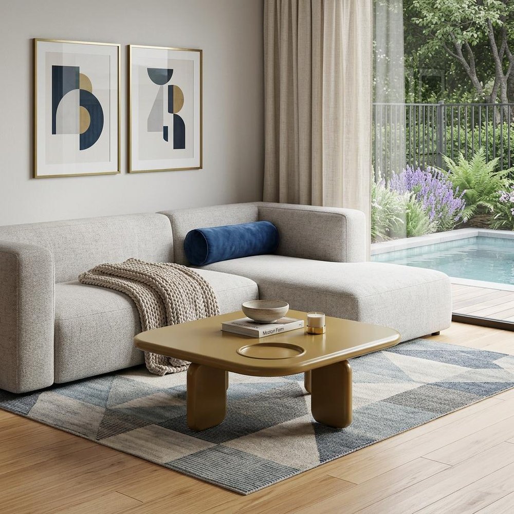 35" Golden Brown Wood Square Coffee Table — view 6
