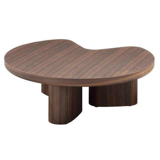 35" Light Gray and Oak Wood Round Coffee Table