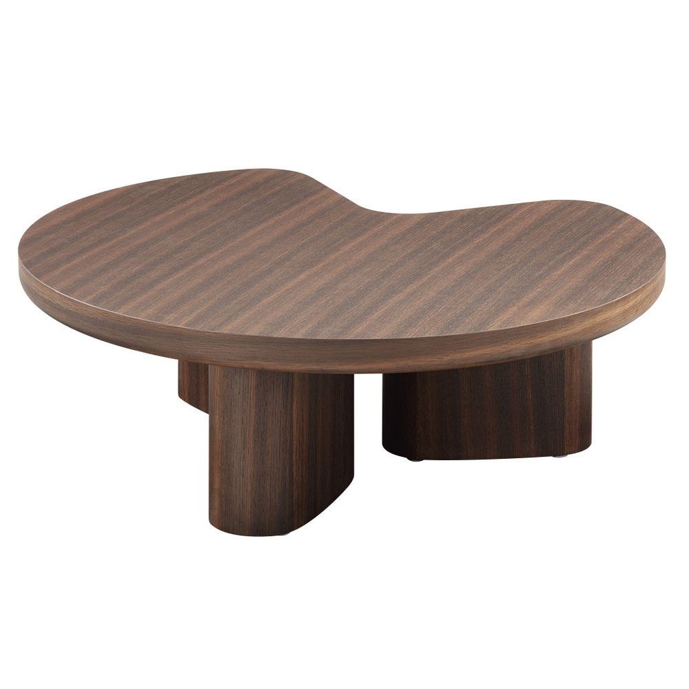 35" Light Gray and Oak Wood Round Coffee Table — view 1