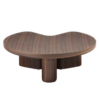 35" Light Gray and Oak Wood Round Coffee Table