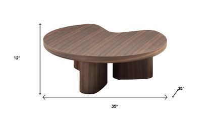 35" Light Gray and Oak Wood Round Coffee Table