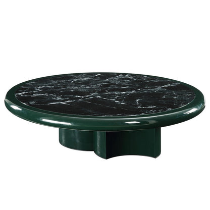 47" Dark Green Wood Round Pedestal Coffee Table