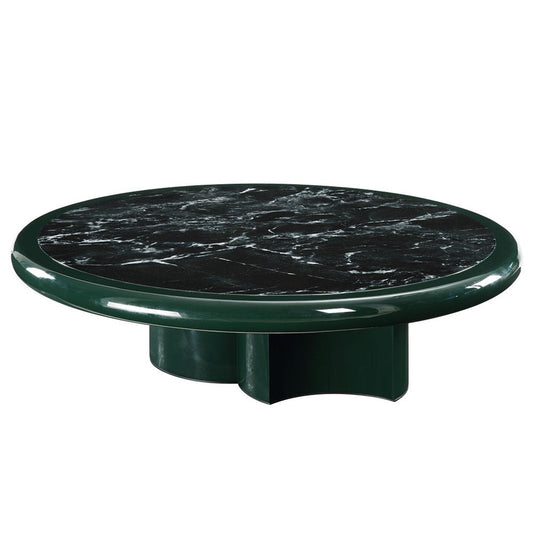 47" Dark Green Wood Round Pedestal Coffee Table