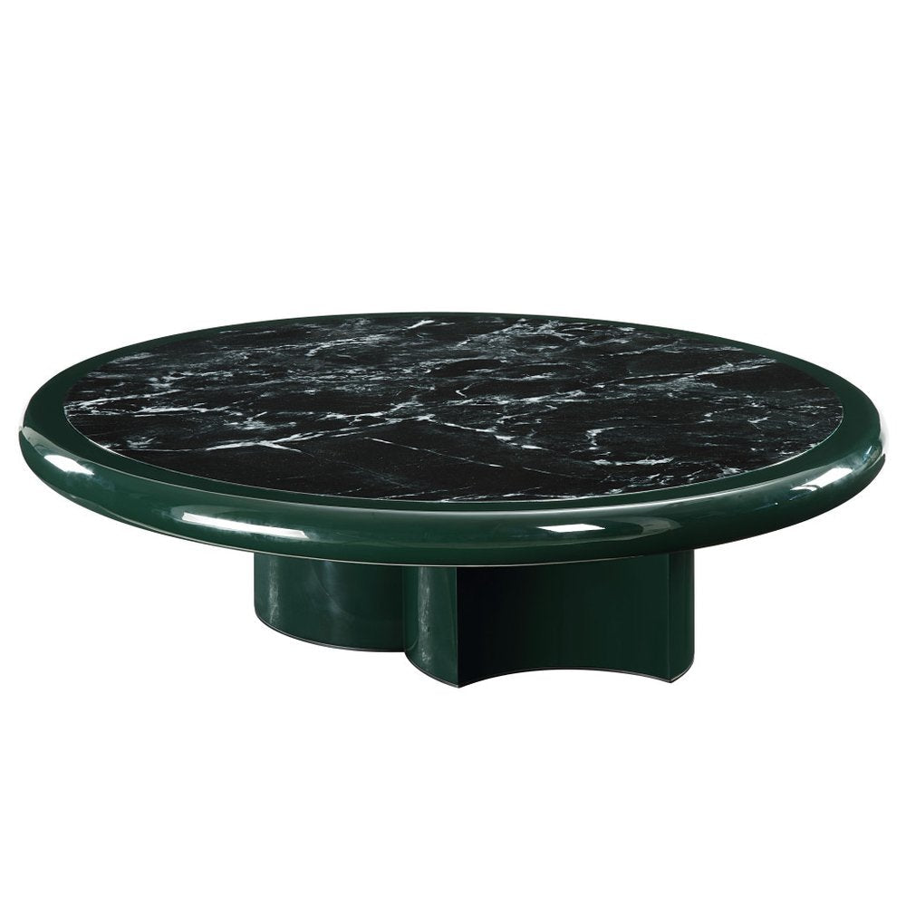 47" Dark Green Wood Round Pedestal Coffee Table HomeRoots