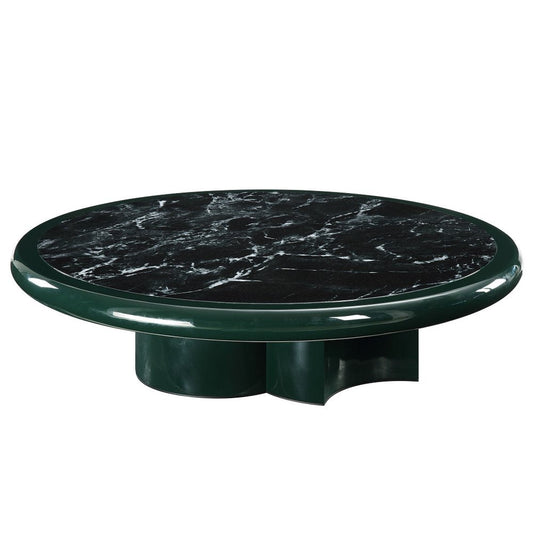 47" Dark Green Wood Round Pedestal Coffee Table