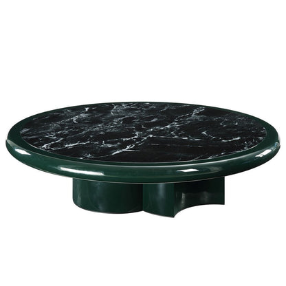 47" Dark Green Wood Round Pedestal Coffee Table HomeRoots
