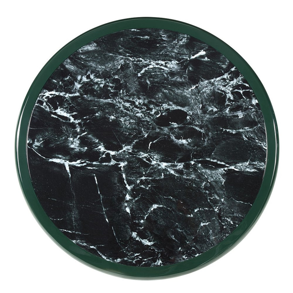 47" Dark Green Wood Round Pedestal Coffee Table — view 3
