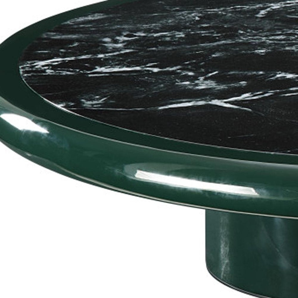 47" Dark Green Wood Round Pedestal Coffee Table HomeRoots