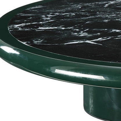 47" Dark Green Wood Round Pedestal Coffee Table HomeRoots