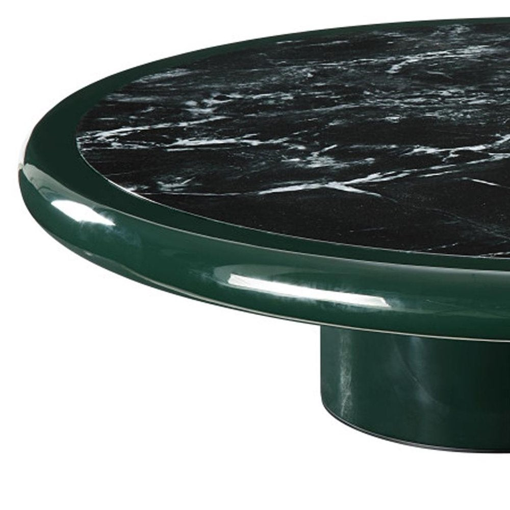 47" Dark Green Wood Round Pedestal Coffee Table — view 5