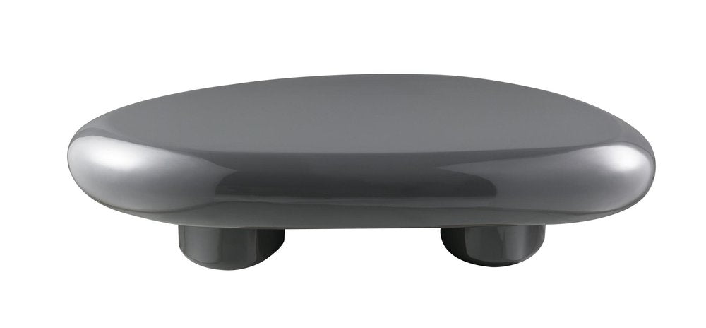 46" Gray Wood and Steel Oval Coffee Table HomeRoots