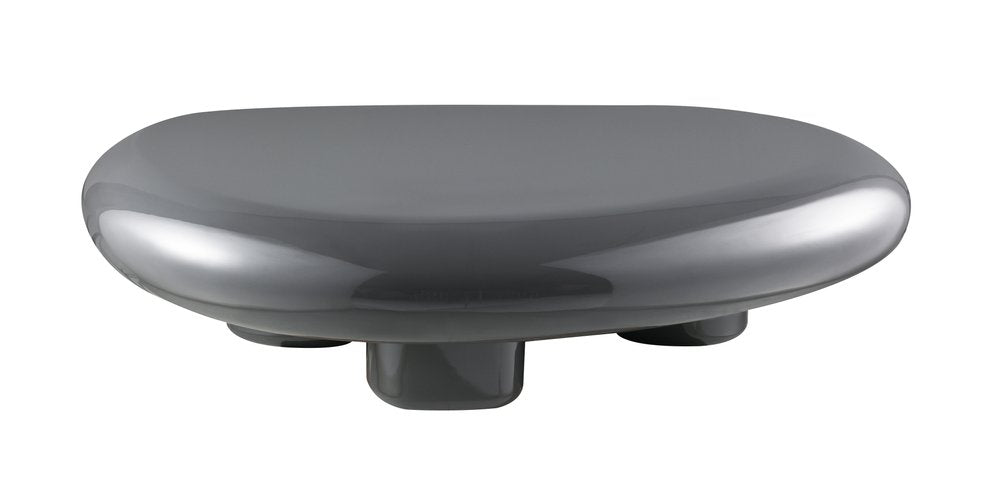 46" Gray Wood and Steel Oval Coffee Table HomeRoots