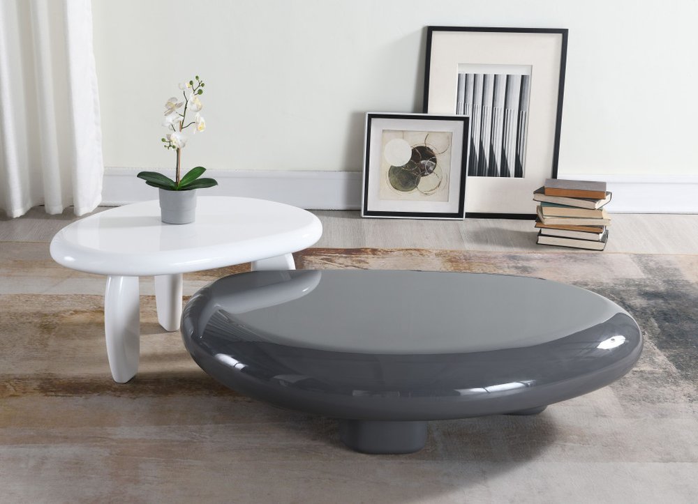 46" Gray Wood and Steel Oval Coffee Table HomeRoots