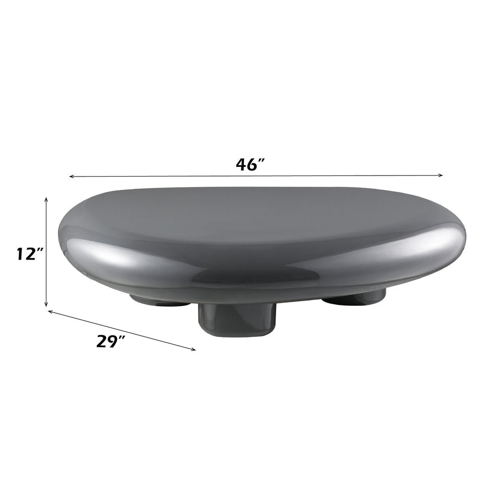 46" Gray Wood and Steel Oval Coffee Table HomeRoots