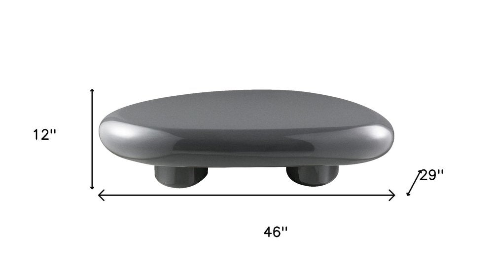46" Gray Wood and Steel Oval Coffee Table HomeRoots