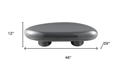 46" Gray Wood and Steel Oval Coffee Table HomeRoots