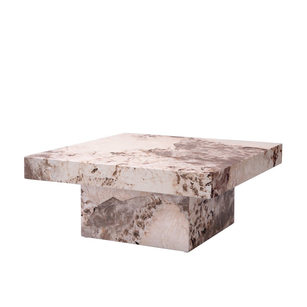 36" Natural Cement Square Pedestal Coffee Table HomeRoots