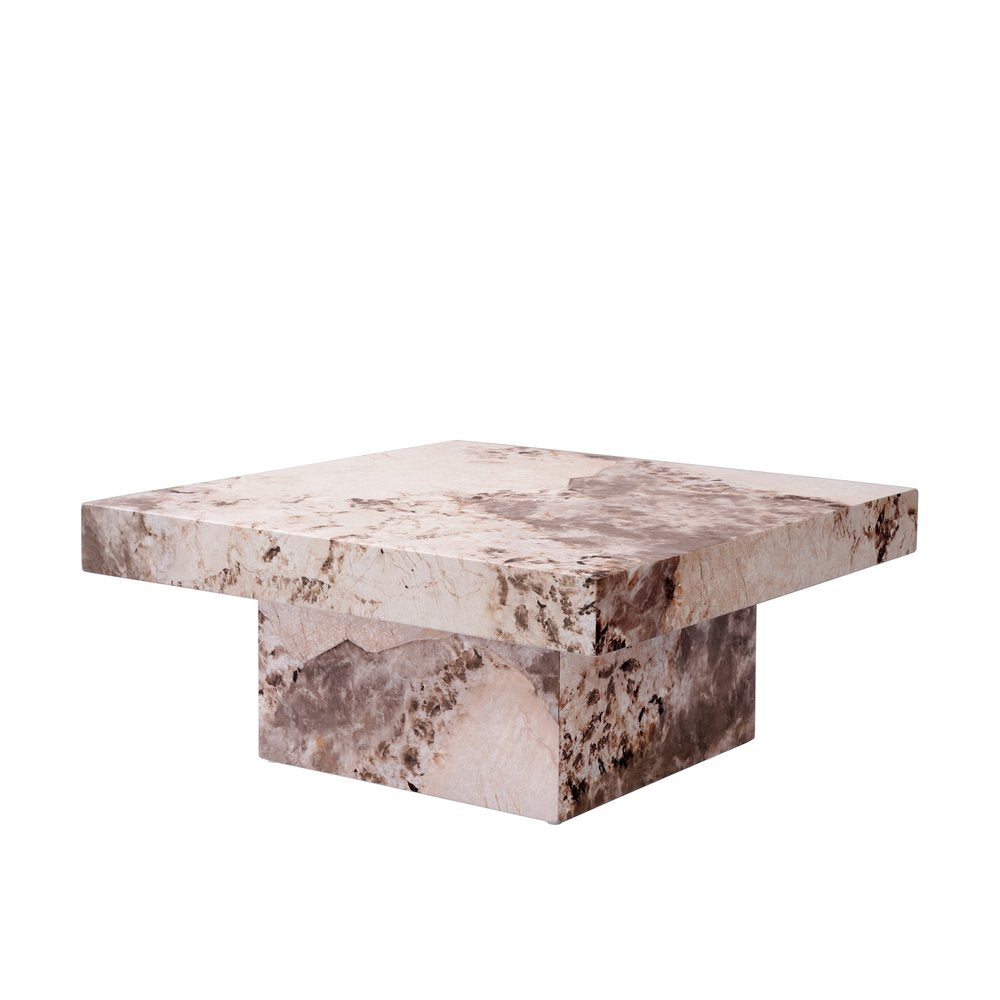 36" Natural Cement Square Pedestal Coffee Table HomeRoots