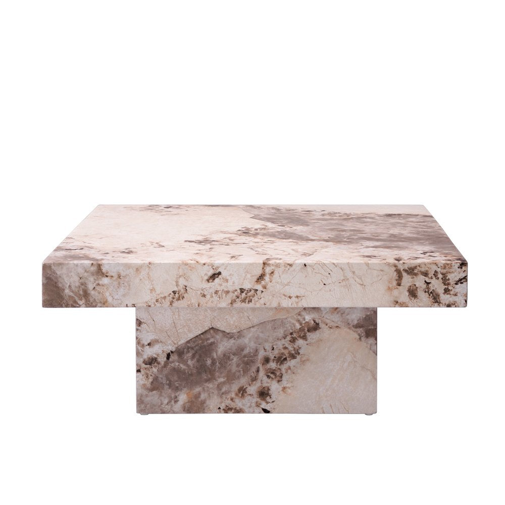 36" Natural Cement Square Pedestal Coffee Table HomeRoots