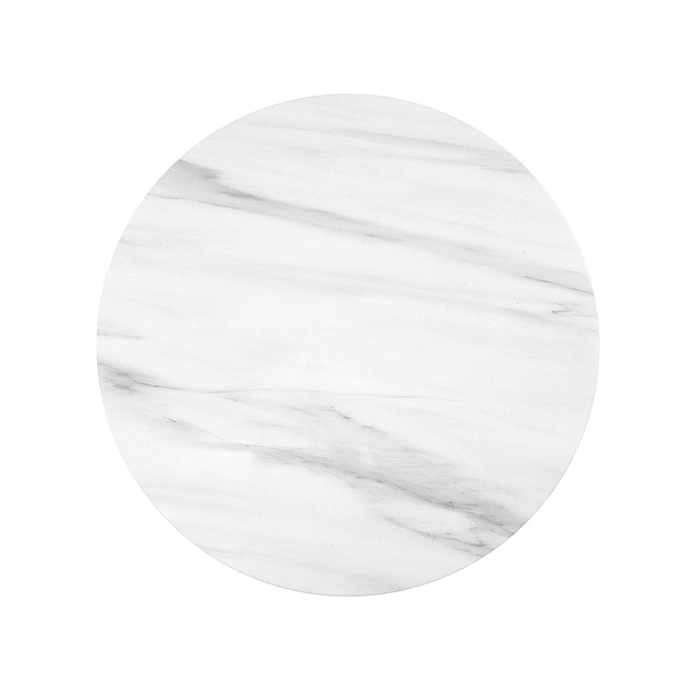 40" White Faux Marble and Wood Round Pedestal Coffee Table — view 2