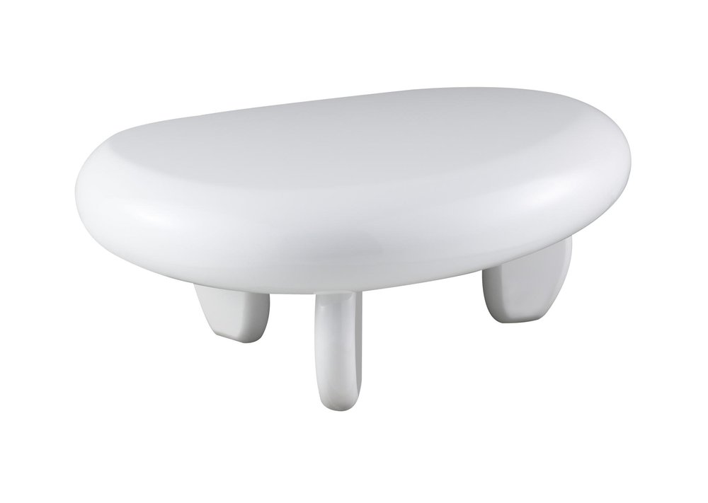 30" White Wood Free Form Coffee Table