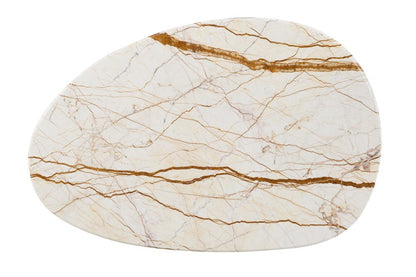 47" Natural and Brown Genuine Marble and Wood Oval Coffee Table HomeRoots