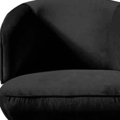 28" Black Velvet and Steel Lounge Chair HomeRoots