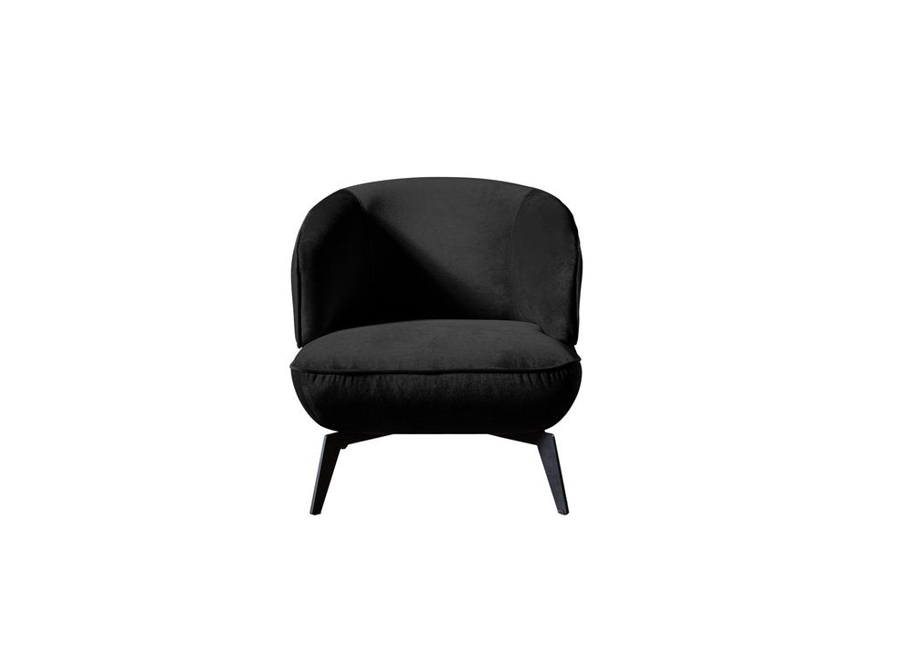 28" Black Velvet and Steel Lounge Chair HomeRoots