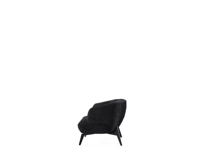 28" Black Velvet and Steel Lounge Chair HomeRoots