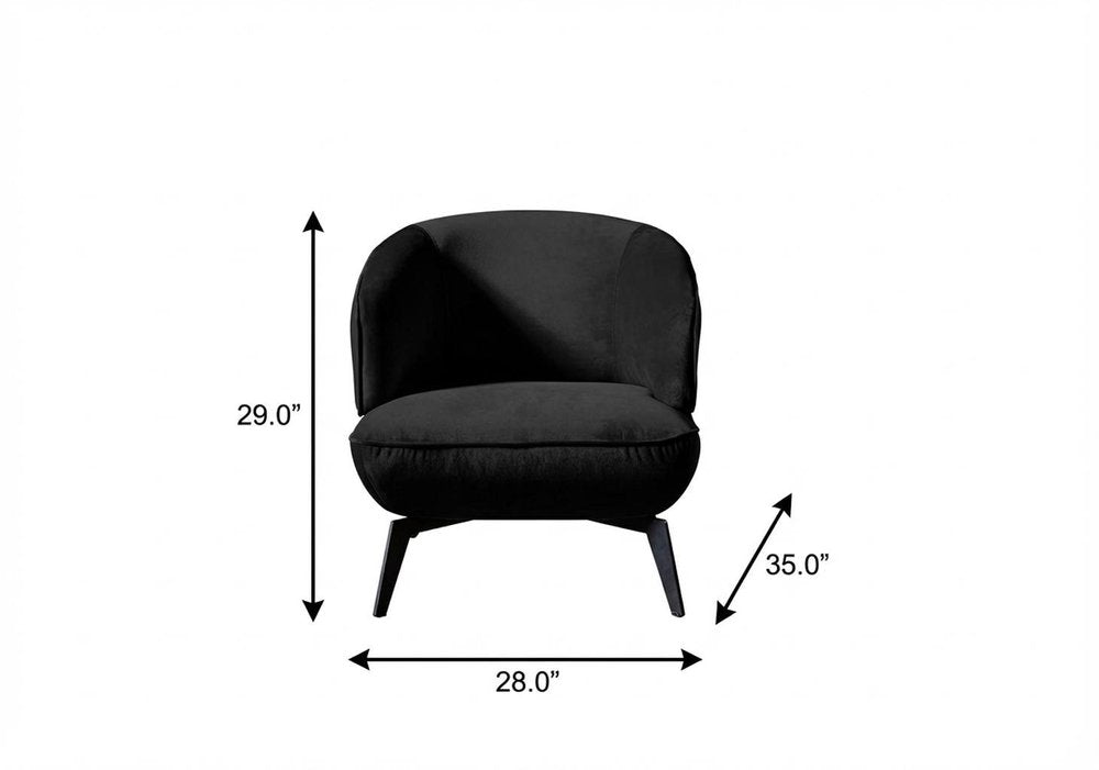 28" Black Velvet and Steel Lounge Chair HomeRoots