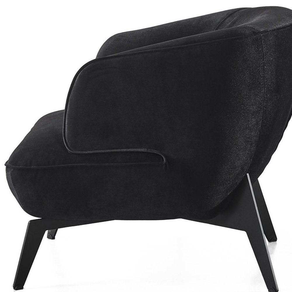 28" Black Velvet and Steel Lounge Chair HomeRoots