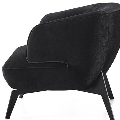 28" Black Velvet and Steel Lounge Chair HomeRoots