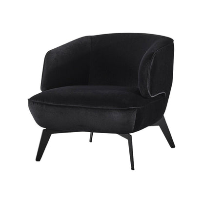28" Black Velvet and Steel Lounge Chair HomeRoots