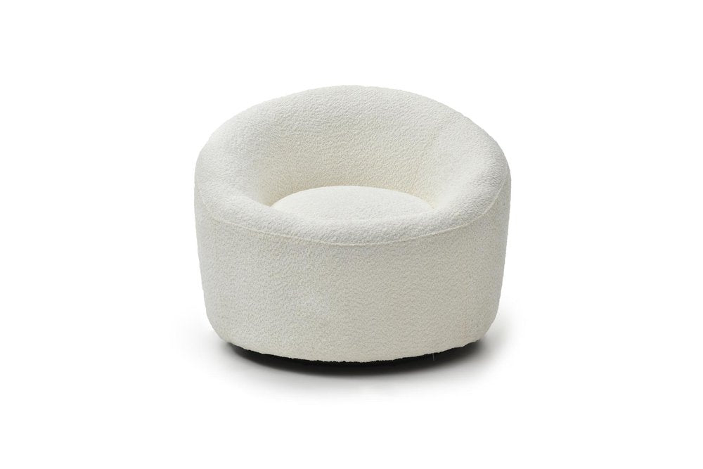 33" White Boucle Swivel Lounge Chair HomeRoots
