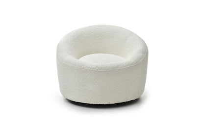 33" White Boucle Swivel Lounge Chair HomeRoots