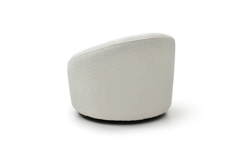 33" White Boucle Swivel Lounge Chair HomeRoots