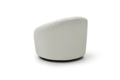 33" White Boucle Swivel Lounge Chair HomeRoots