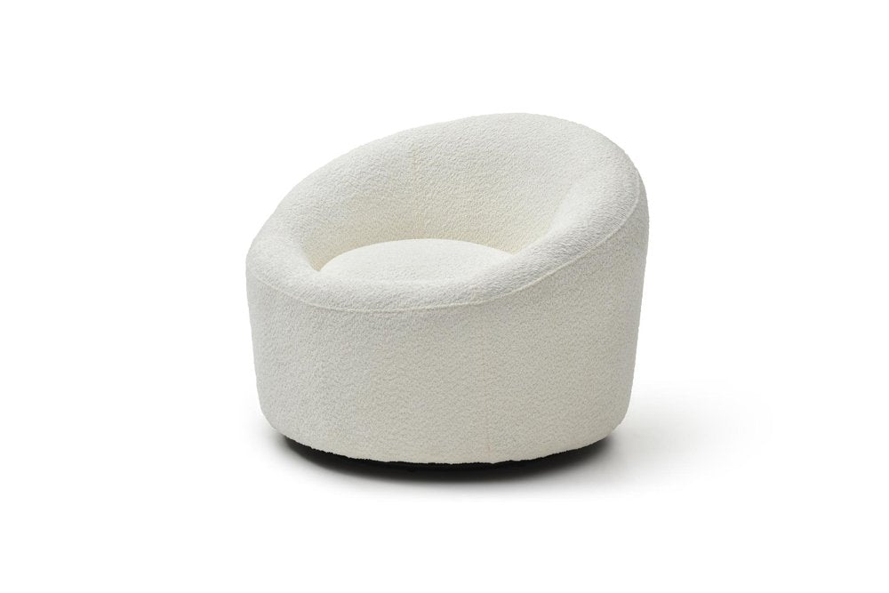 33" White Boucle Swivel Lounge Chair HomeRoots