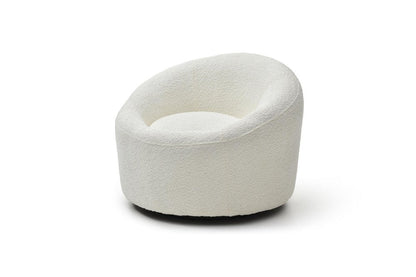 33" White Boucle Swivel Lounge Chair HomeRoots
