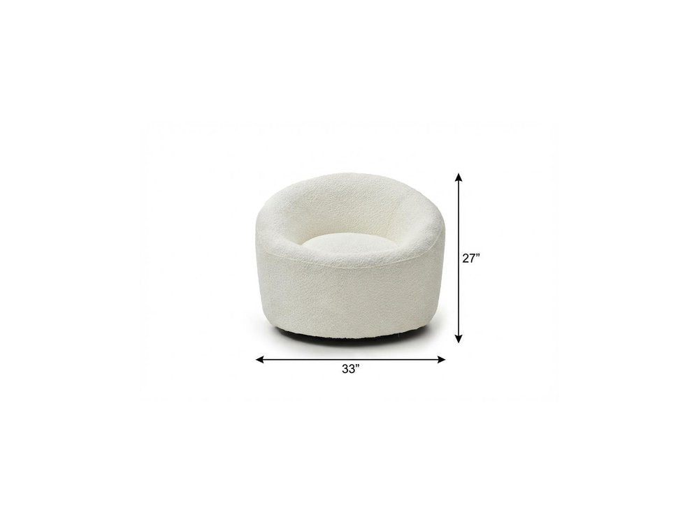 33" White Boucle Swivel Lounge Chair HomeRoots