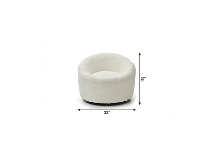 33" White Boucle Swivel Lounge Chair HomeRoots