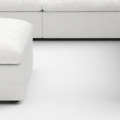 White Linen Blend Modular L Shaped Six Piece Corner Sectional With Ottoman HomeRoots