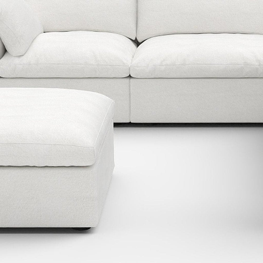 White Linen Blend Modular L Shaped Six Piece Corner Sectional With Ottoman HomeRoots