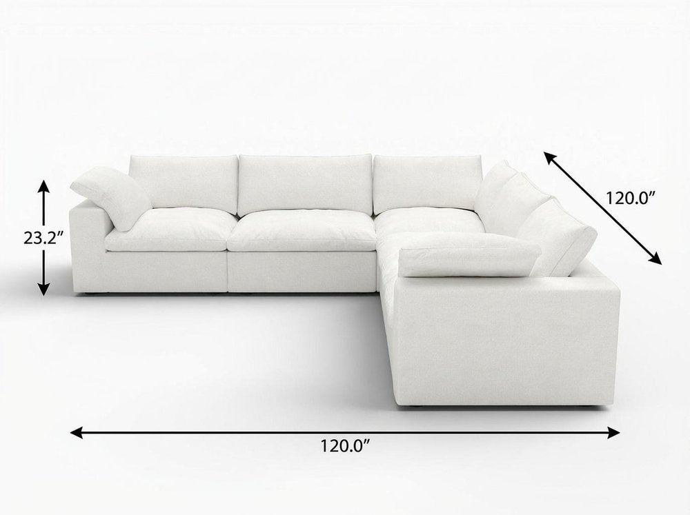White Linen Blend Modular L Shaped Five Piece Corner Sectional HomeRoots