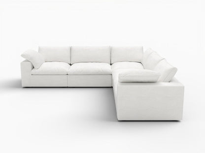 White Linen Blend Modular L Shaped Five Piece Corner Sectional HomeRoots