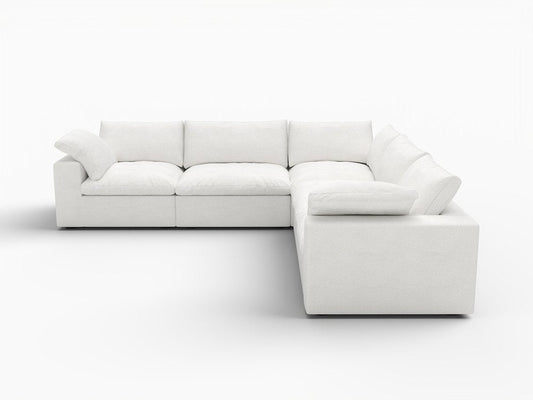 White Linen Blend Modular L Shaped Five Piece Corner Sectional HomeRoots