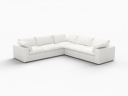 White Linen Blend Modular L Shaped Five Piece Corner Sectional HomeRoots